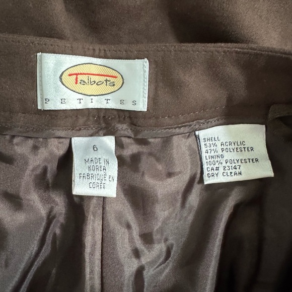 Talbots Vintage Brown Suede Like Flat Front Pants - Picture 4 of 8